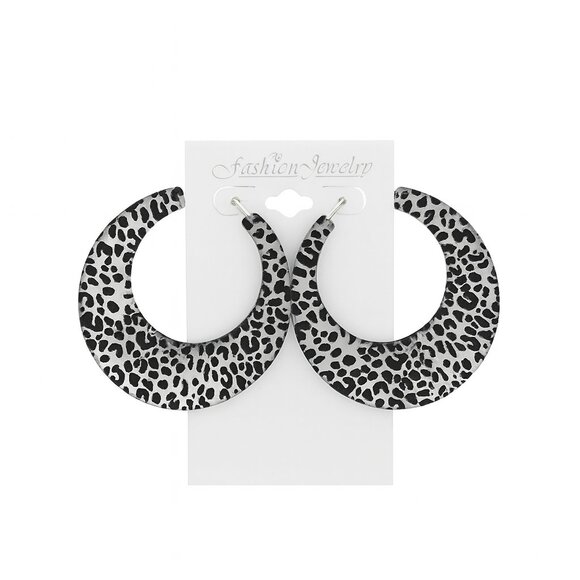 NEW Large Acrylic Leopard Hoops Nickle & Lead Free - Picture 2 of 2